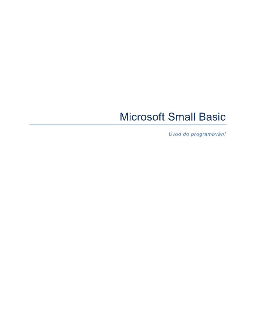 MS Small Basic Uvod